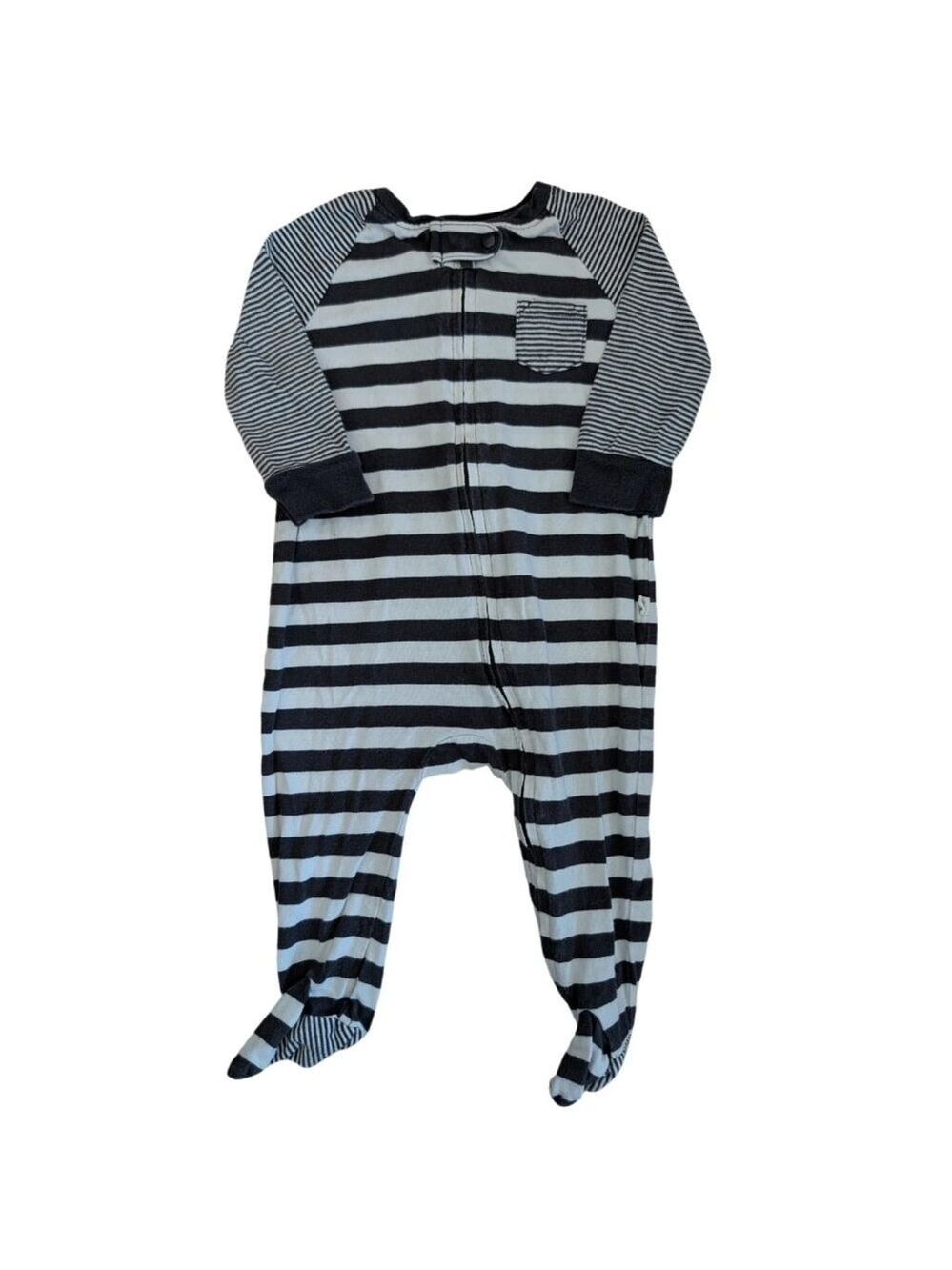 🩵 4/$20 Gap Black and White Striped Footie‎ Sleeper 3-6m